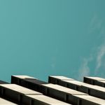 Minimalist geometric landscape with cool tones