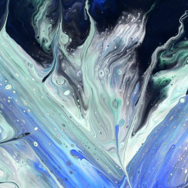 Symmetrical abstract art with cool ice tones